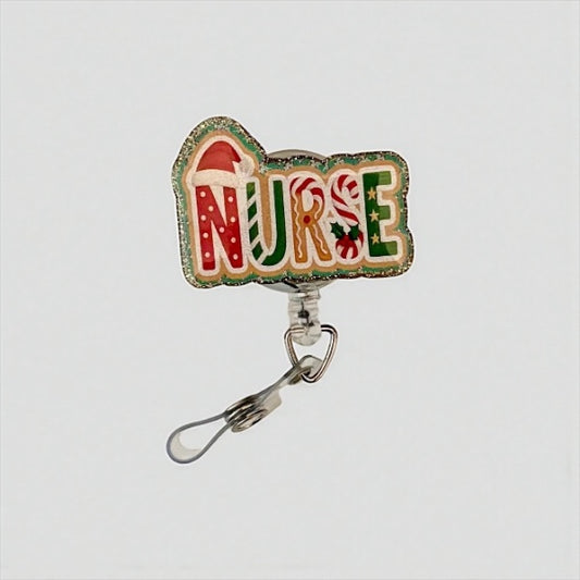 Christmas Nurse Badge Reel | Holiday Nurse ID Holder | Cute Medical Badge Reel for Scrubs, Teachers & Healthcare Workers