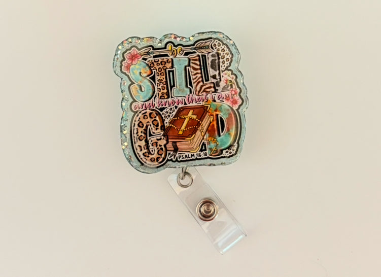 Be Still & Know God Badge Reel – Inspirational Christian Scripture ID Holder