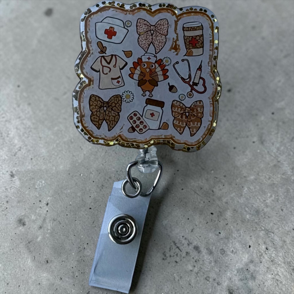 Fall Vibes Badge Reel – Autumn Leaf Butterfly ID Holder – Cute Seasonal Nurse Clip – Retractable Name Tag
