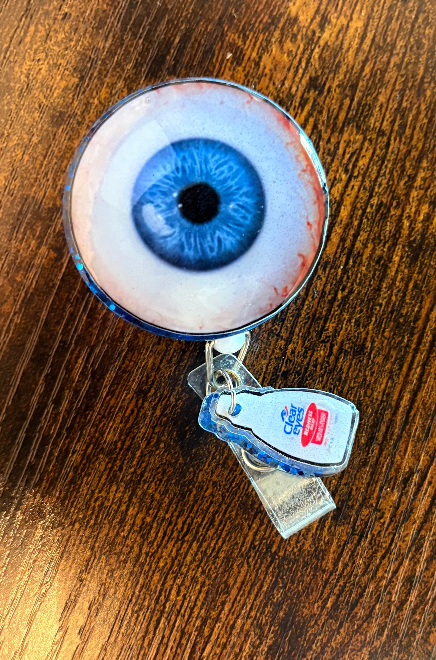 Funny Eyeball Badge Reel with Clear Eyes Charm | Retractable ID Holder for Nurses, Doctors & Healthcare Workers