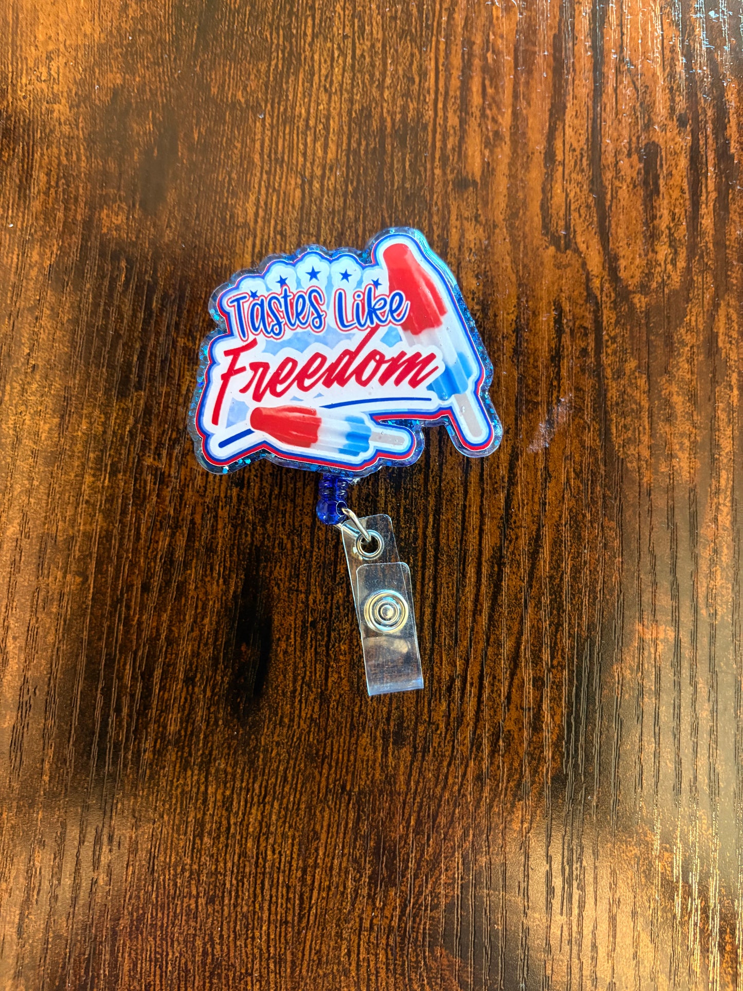 Tastes Like Freedom Badge Reel | Patriotic Nurse Badge Holder | 4th of July Retractable Clip