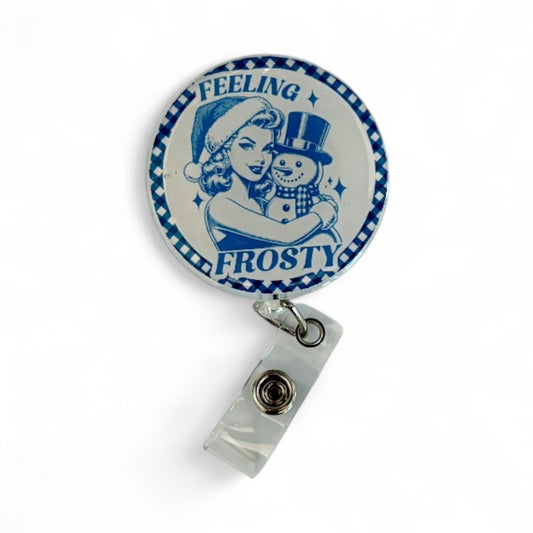❄️ Feeling Frosty Badge Reel – Retro Winter Nurse ID Holder