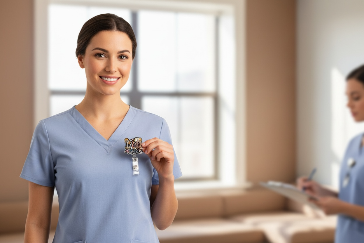 Labor & Delivery Nurse Badge Reel | Neonatal Nurse Badge Holder | Cute Baby Badge Clip for Healthcare Workers