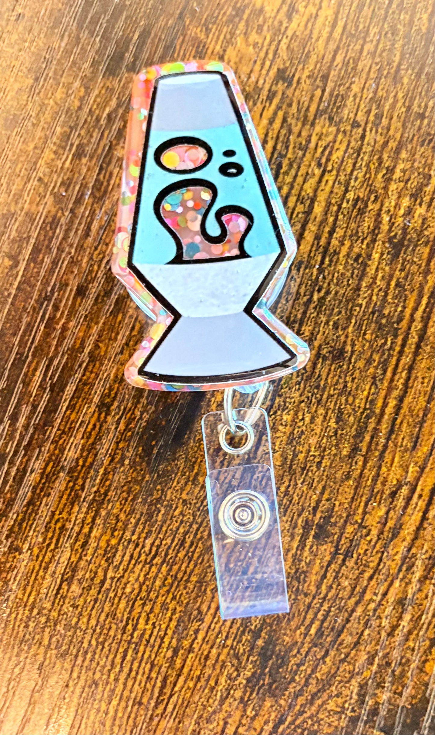 Lava Lamp Badge Reel | Retro Nostalgic Badge Holder | Fun Colorful Retractable Clip