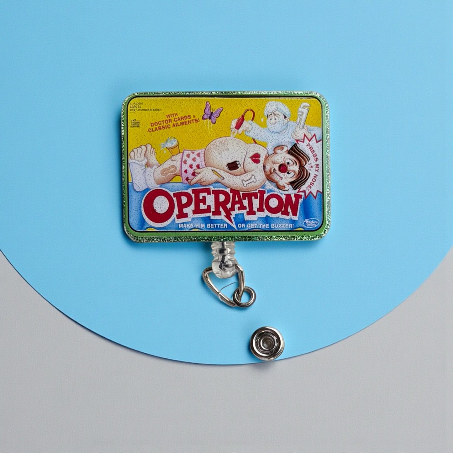 Operation Game Badge Reel – Retro 90s Nurse Gift, Funny Hospital ID Holder, Game Night Accessory