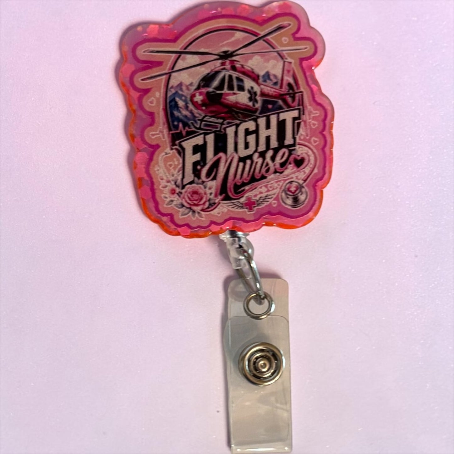 Flight Nurse Helicopter Badge Reel | ER, Trauma & Critical Care Nurse ID Holder