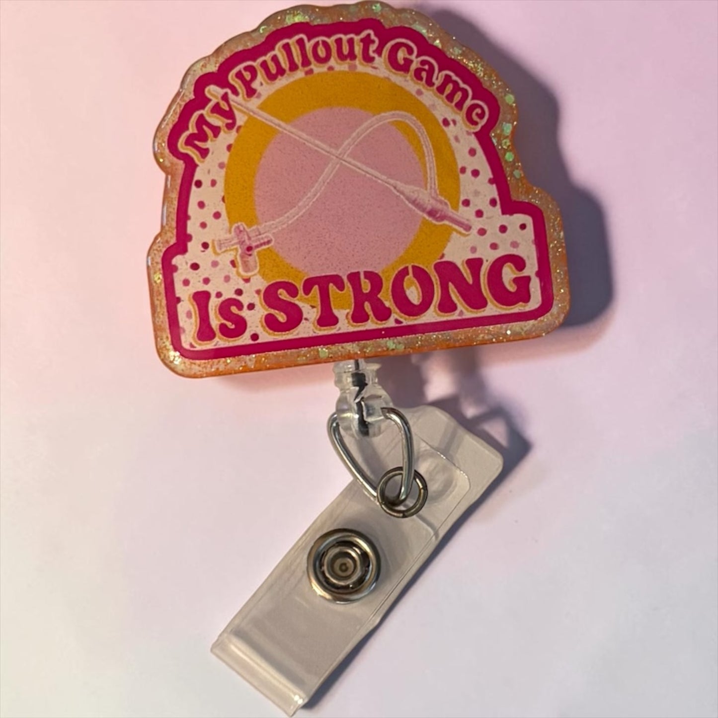My Pull Out Game Is Strong – Cardiac Sheath Badge Reel | Cath Lab Badge Reel | Funny Nurse Badge Holder