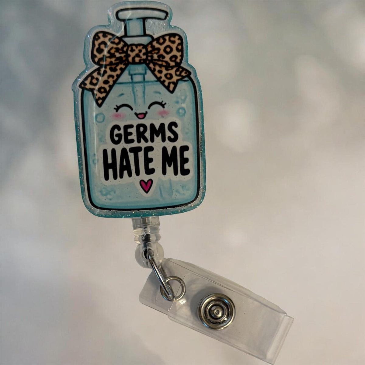 Germs Hate Me Hand Sanitizer Badge Reel | Infection Control Nurse Badge Reel | Healthcare Badge Holder