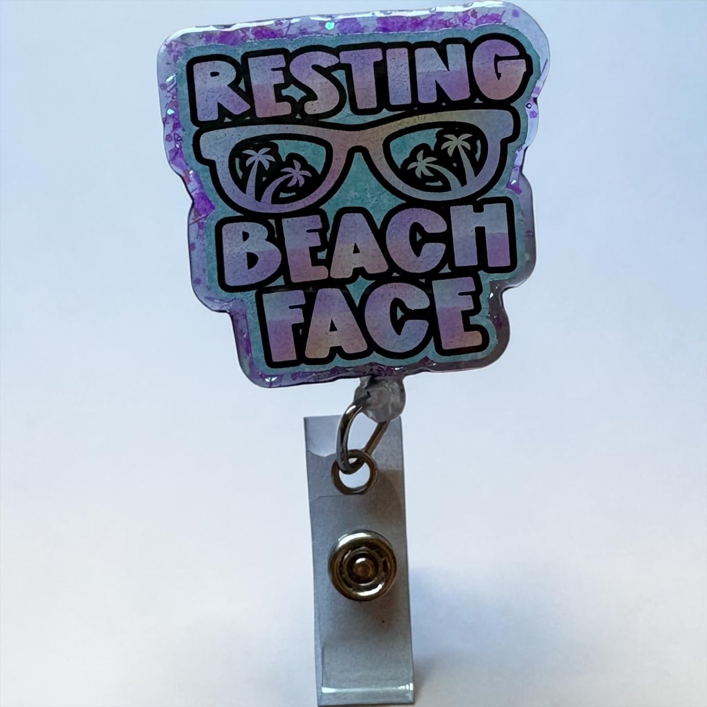 Resting Beach Face Badge Reel | Funny Beach Nurse Badge Holder | Summer Vibes ID Reel | Cute Coastal Work Accessory