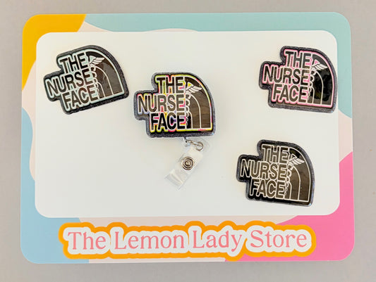 The Nurse Face Badge Reel – Funny Nurse Badge Holder with Retractable Clip, Nursing Humor ID Reel, Healthcare Worker Gift