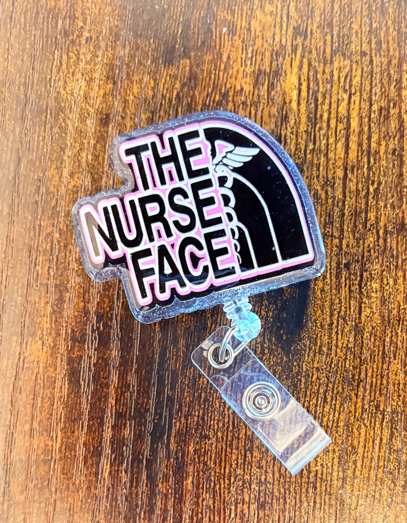 The Nurse Face Badge Reel – Funny Nurse Badge Holder with Retractable Clip, Nursing Humor ID Reel, Healthcare Worker Gift