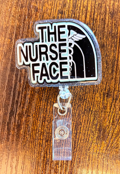 The Nurse Face Badge Reel – Funny Nurse Badge Holder with Retractable Clip, Nursing Humor ID Reel, Healthcare Worker Gift