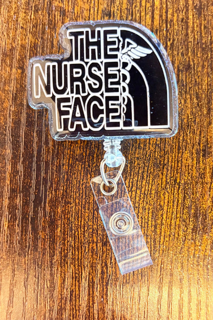 The Nurse Face Badge Reel – Funny Nurse Badge Holder with Retractable Clip, Nursing Humor ID Reel, Healthcare Worker Gift