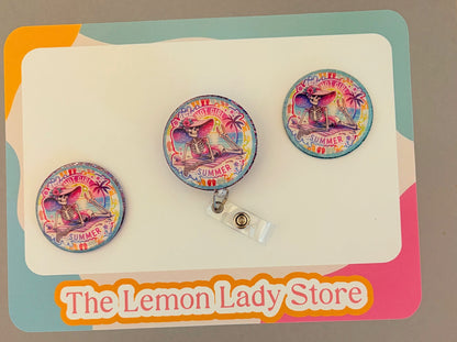 Hot Girl Summer Skeleton Badge Reel – Funny Retractable ID Holder with Beach Design