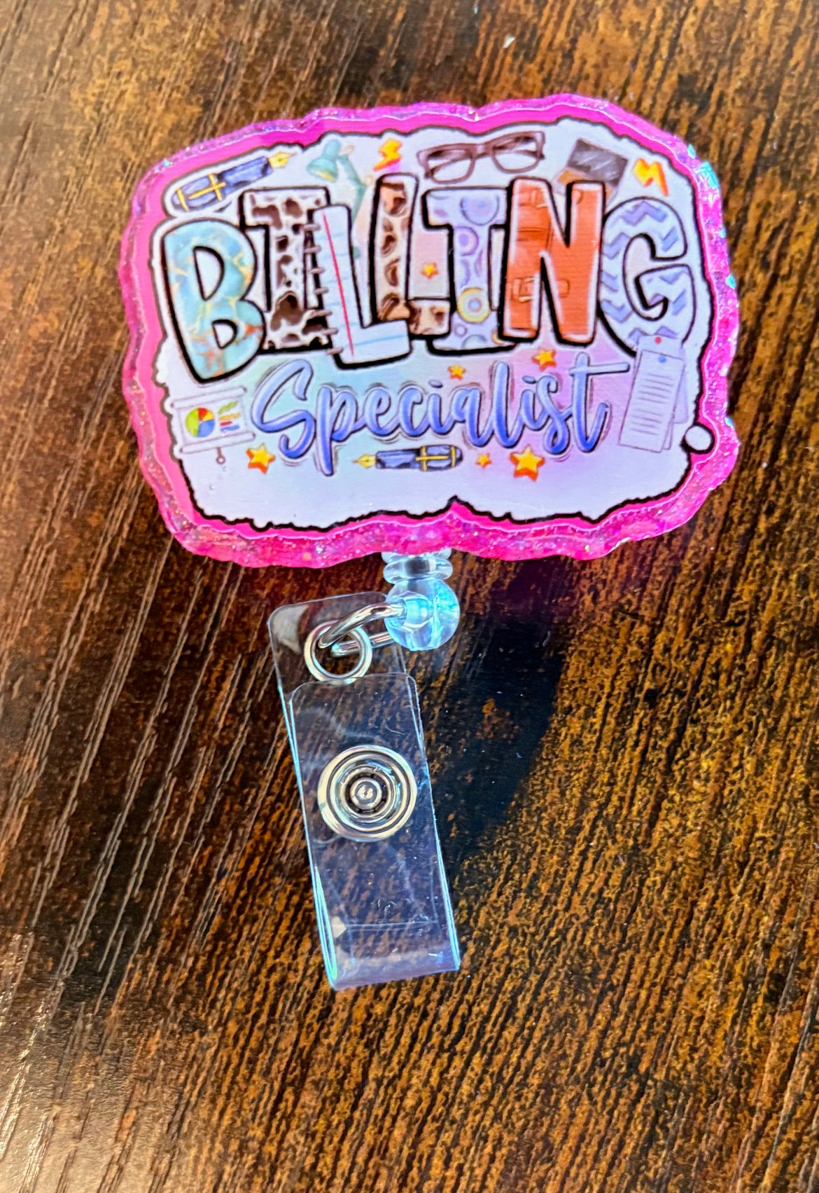 Billing Specialist Badge Reel – Cute Retractable ID Holder for Office & Medical Billing  Shopify Description: