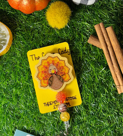 Thanksgiving Turkey Badge Reel, Funny Nurse Badge Holder, Fall Themed ID Clip, Autumn Badge Reel for Healthcare Workers