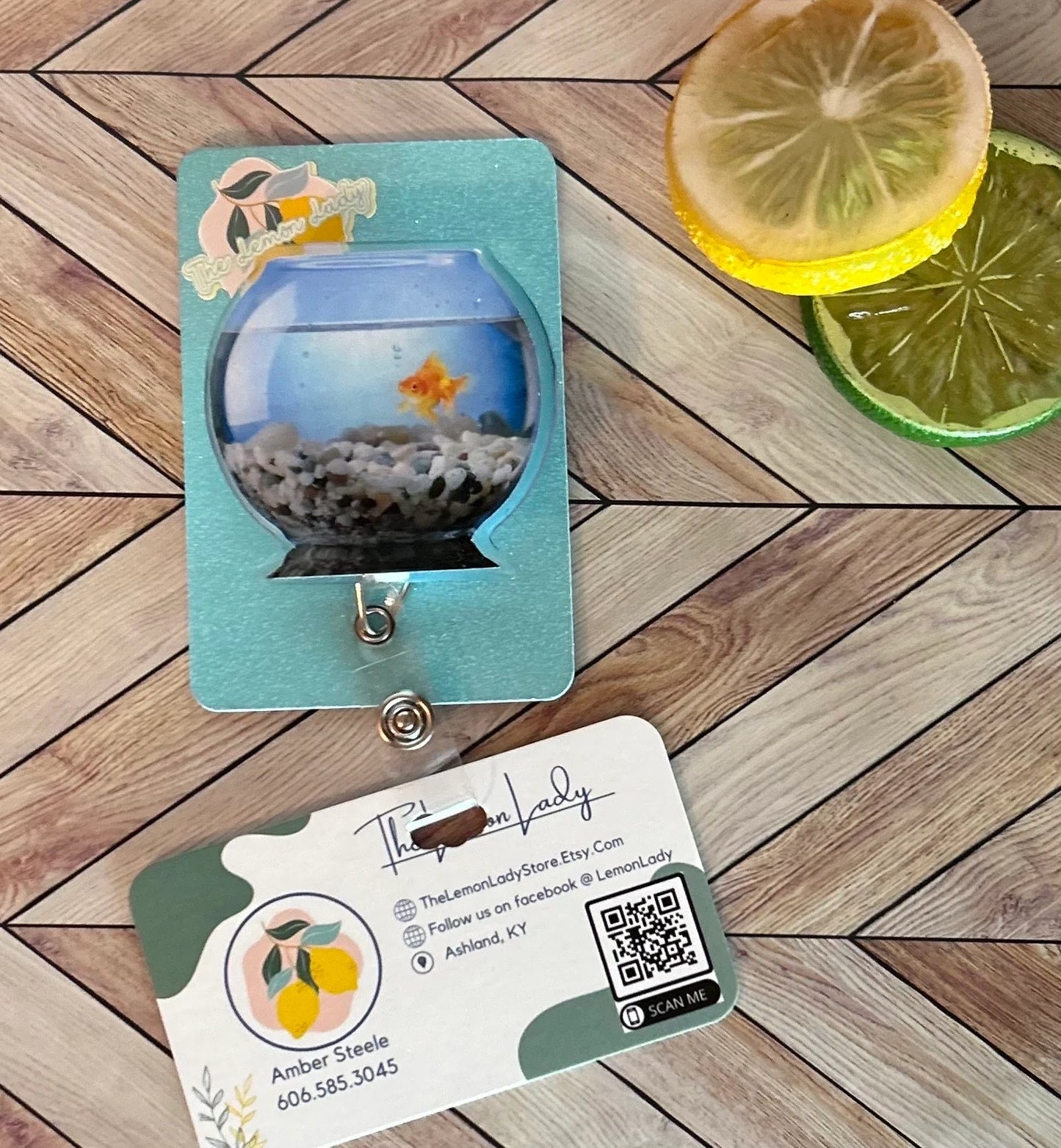 Glow-in-the-Dark Fish Bowl Badge Reel – Cute Work ID Clip for Nurses, Teachers, or Vet Techs