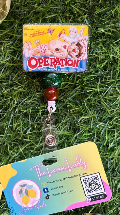 Operation Game Badge Reel – Retro 90s Nurse Gift, Funny Hospital ID Holder, Game Night Accessory