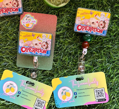 Operation Game Badge Reel – Retro 90s Nurse Gift, Funny Hospital ID Holder, Game Night Accessory