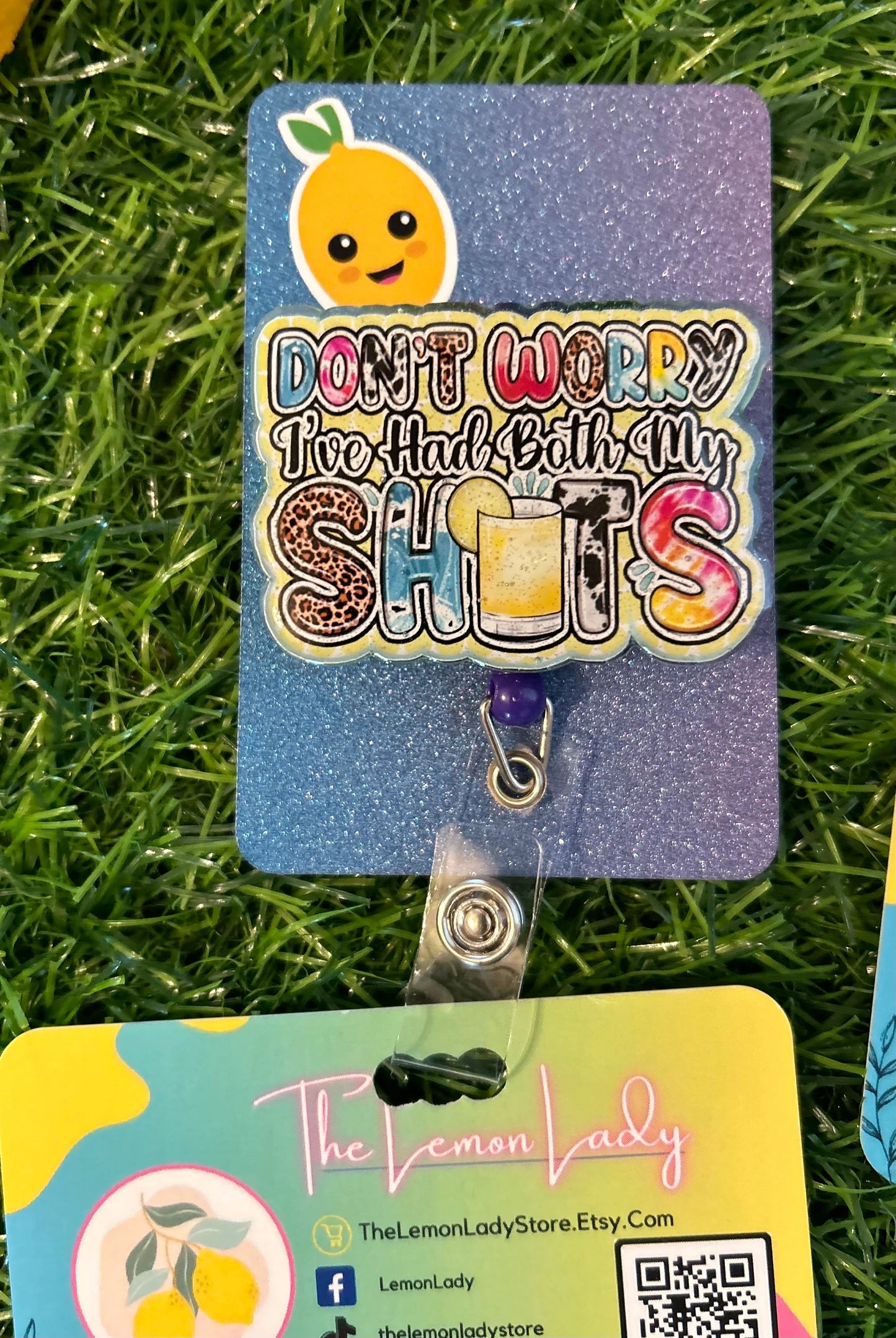 Glow in the Dark Don’t Worry I’ve Had Both My Shots Badge Reel – Funny Retractable ID Holder