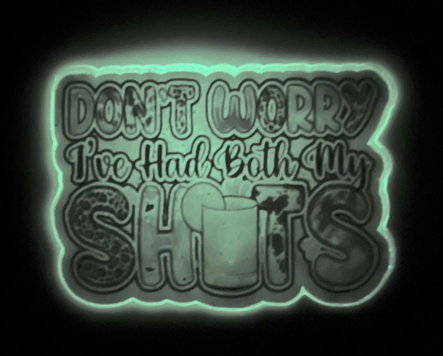 Glow in the Dark Don’t Worry I’ve Had Both My Shots Badge Reel – Funny Retractable ID Holder