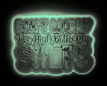 Glow in the Dark Don’t Worry I’ve Had Both My Shots Badge Reel – Funny Retractable ID Holder