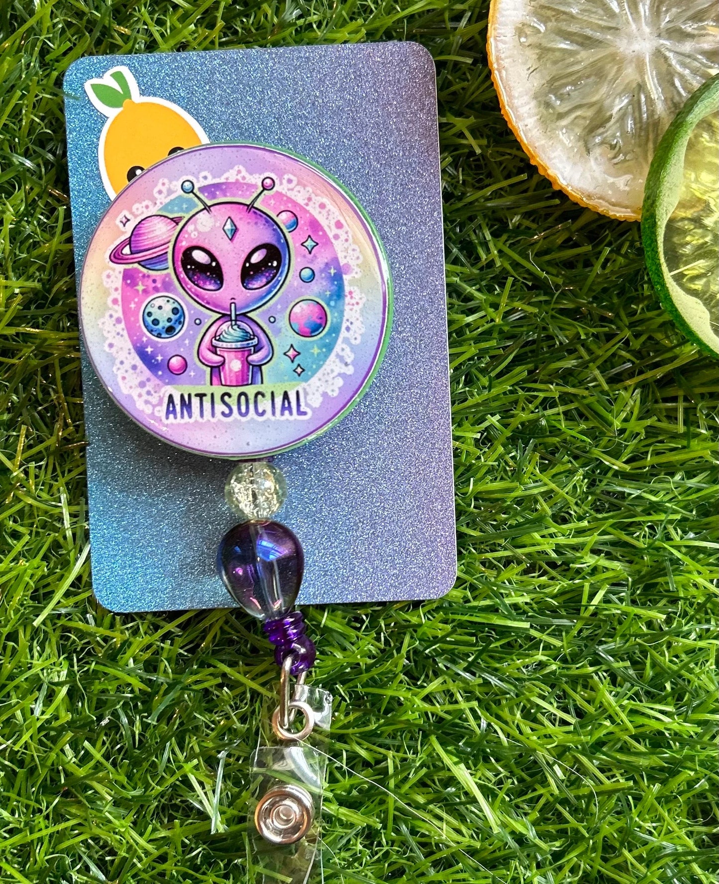 Glow in the Dark Antisocial Alien Badge Reel – Funny Galaxy Retractable ID Holder