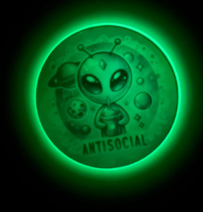 Glow in the Dark Antisocial Alien Badge Reel – Funny Galaxy Retractable ID Holder