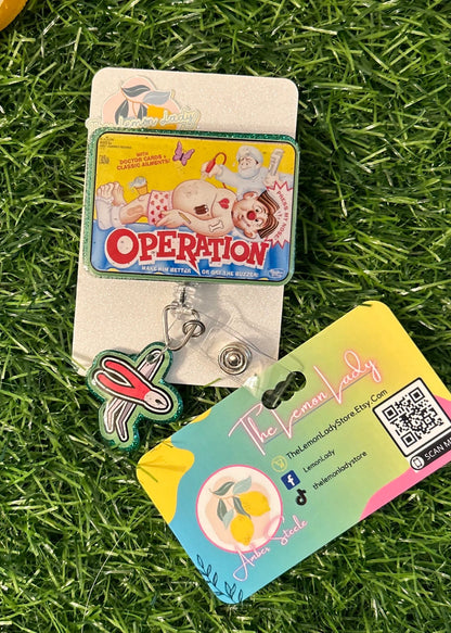 Operation Game Badge Reel – Retro 90s Nurse Gift, Funny Hospital ID Holder, Game Night Accessory