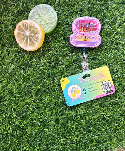 Polly Pocket Badge Reel | 90s Nostalgia Toy ID Clip | Cute Retro Badge Holder for Nurses, Teachers & 90s Kids