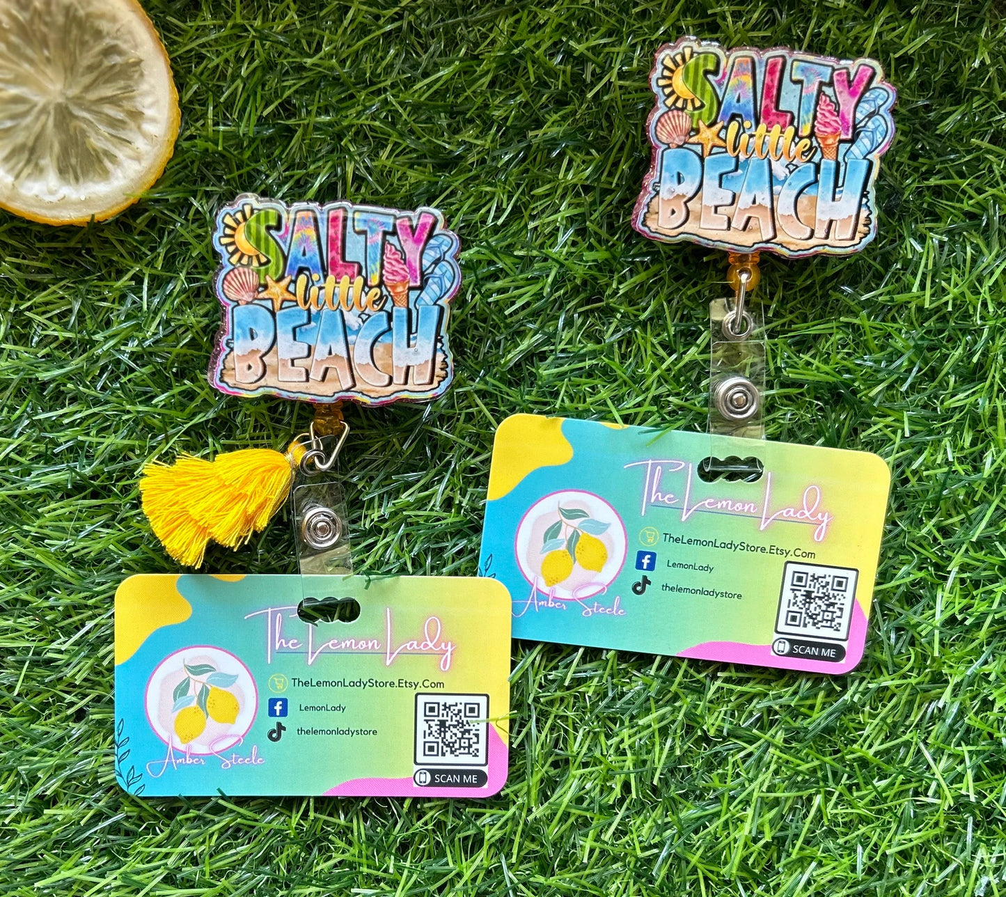 Salty Beach Badge Reel – Funny Nurse Badge Reel for ER or ICU – Beach Humor ID Holder – Nursing Gift