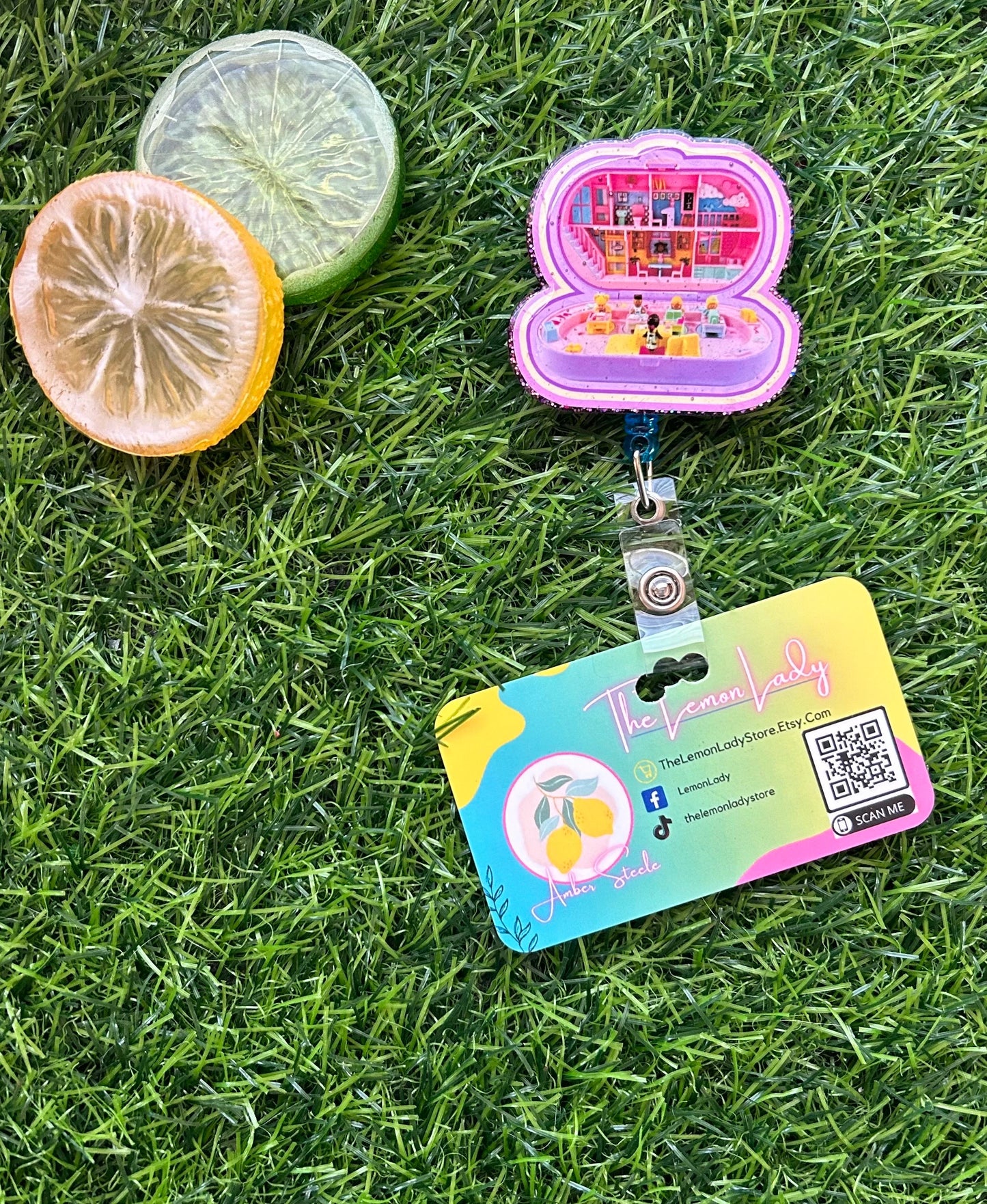 Polly Pocket Badge Reel | 90s Nostalgia Toy ID Clip | Cute Retro Badge Holder for Nurses, Teachers & 90s Kids