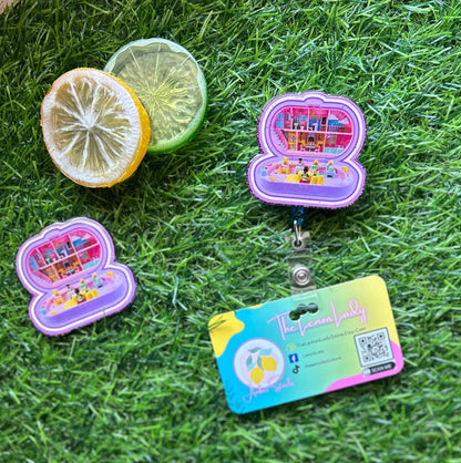 Polly Pocket Badge Reel | 90s Nostalgia Toy ID Clip | Cute Retro Badge Holder for Nurses, Teachers & 90s Kids