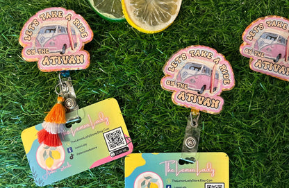 Take a Ride on the Ativan Badge Reel – Funny Medical ID Holder, Nurse Humor Badge, Pharmacist Gift, Mental Health Badge Clip