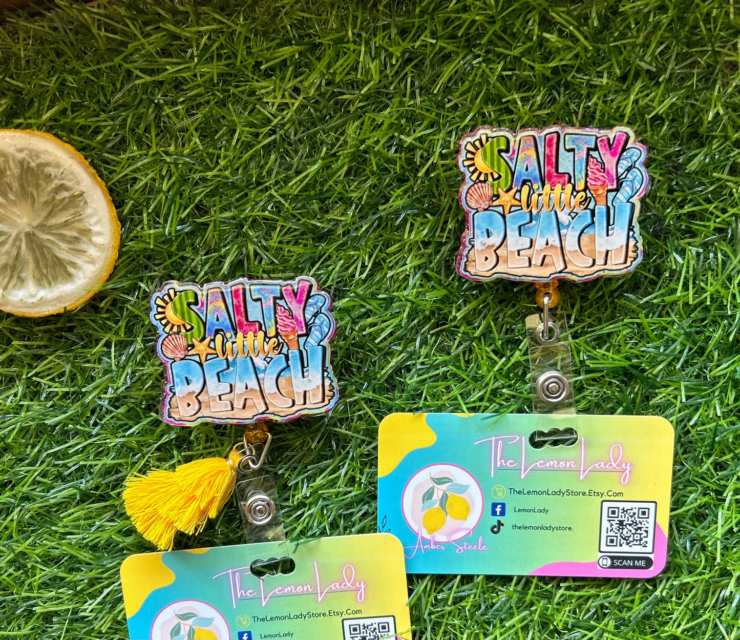 Salty Beach Badge Reel – Funny Nurse Badge Reel for ER or ICU – Beach Humor ID Holder – Nursing Gift