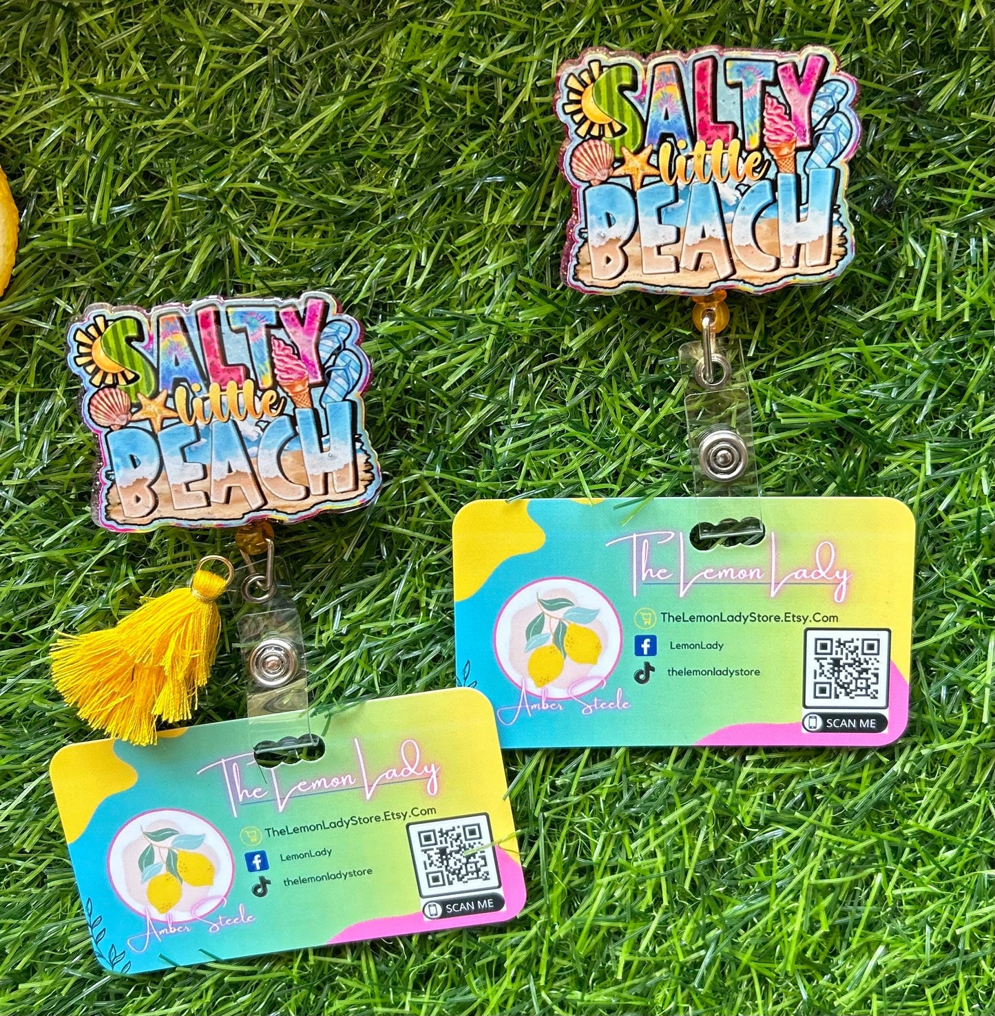 Salty Beach Badge Reel – Funny Nurse Badge Reel for ER or ICU – Beach Humor ID Holder – Nursing Gift