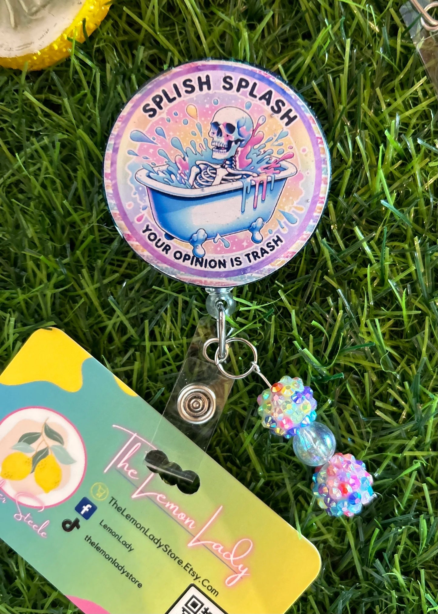 Splish Splash, Your Opinion is Trash Badge Reel – Funny Nurse ID Clip – Sarcastic ED Badge Reel – Snarky Work Accessory