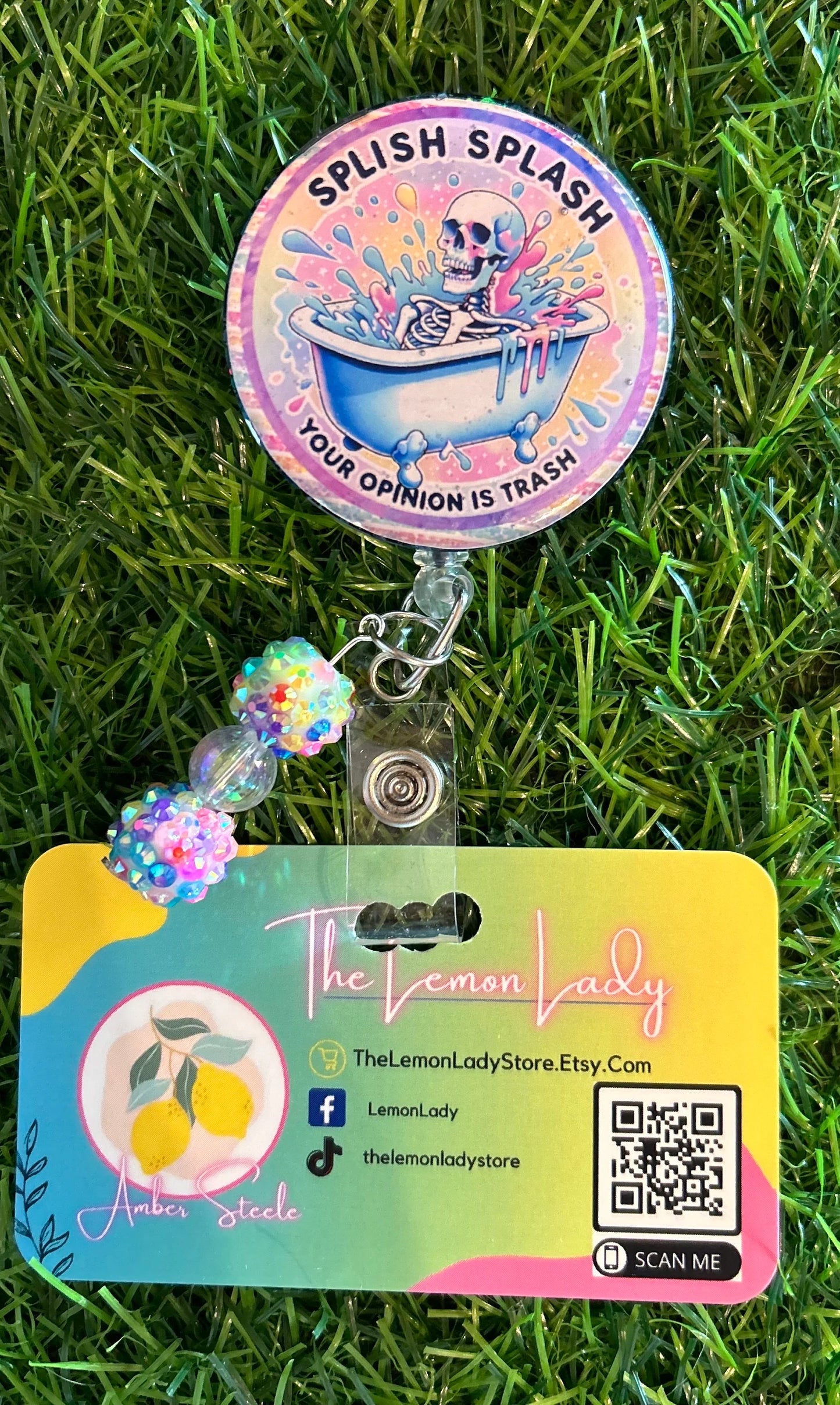 Splish Splash, Your Opinion is Trash Badge Reel – Funny Nurse ID Clip – Sarcastic ED Badge Reel – Snarky Work Accessory