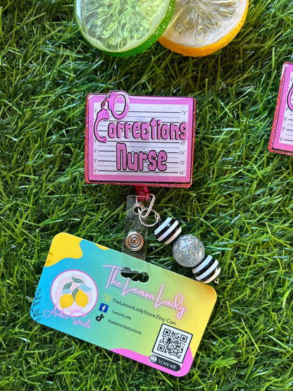 Corrections Nurse Badge Reel – Jail Nurse ID Clip, Funny Badge Reel for Prison Healthcare Worker