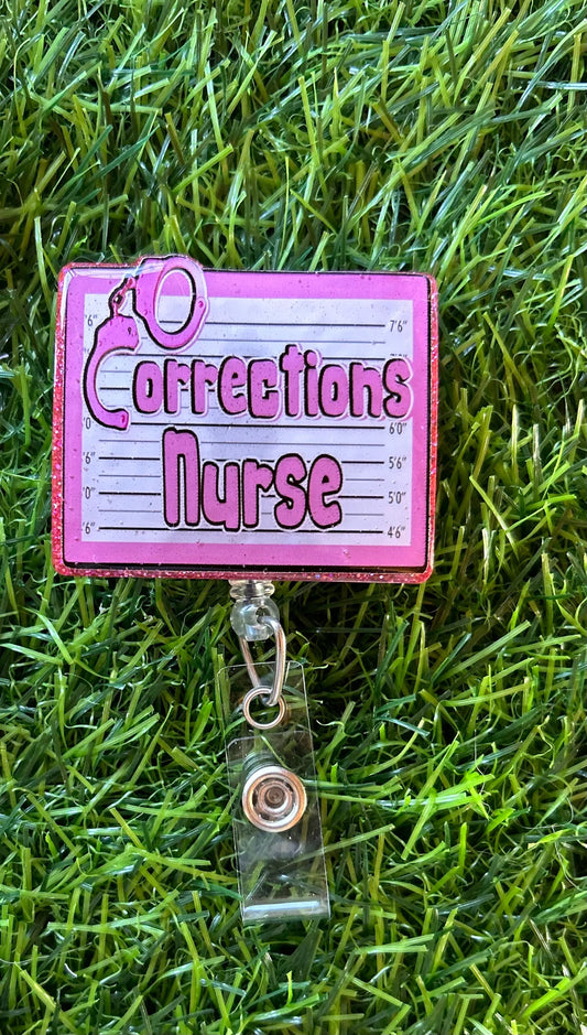 Corrections Nurse Badge Reel – Jail Nurse ID Clip, Funny Badge Reel for Prison Healthcare Worker