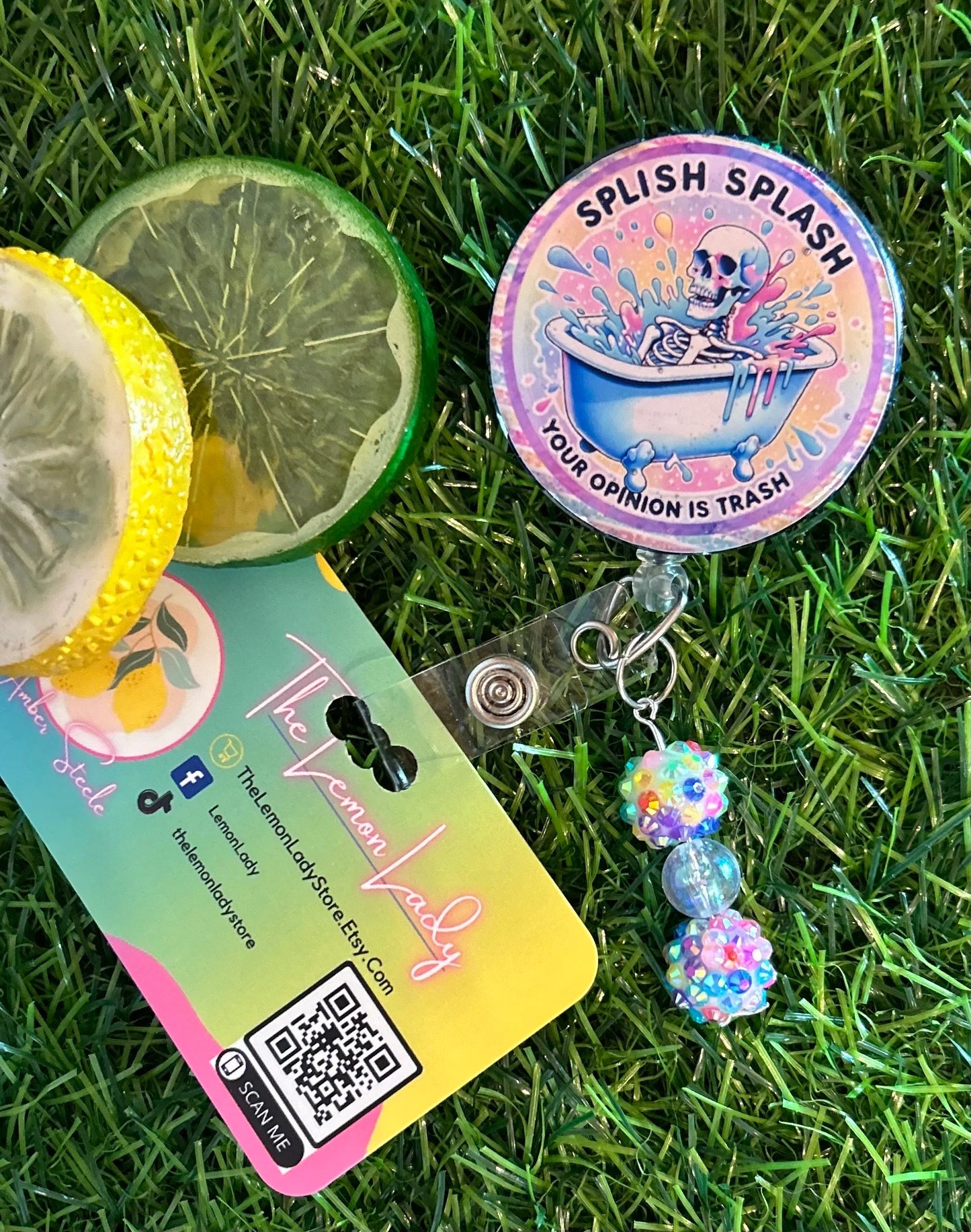 Splish Splash, Your Opinion is Trash Badge Reel – Funny Nurse ID Clip – Sarcastic ED Badge Reel – Snarky Work Accessory