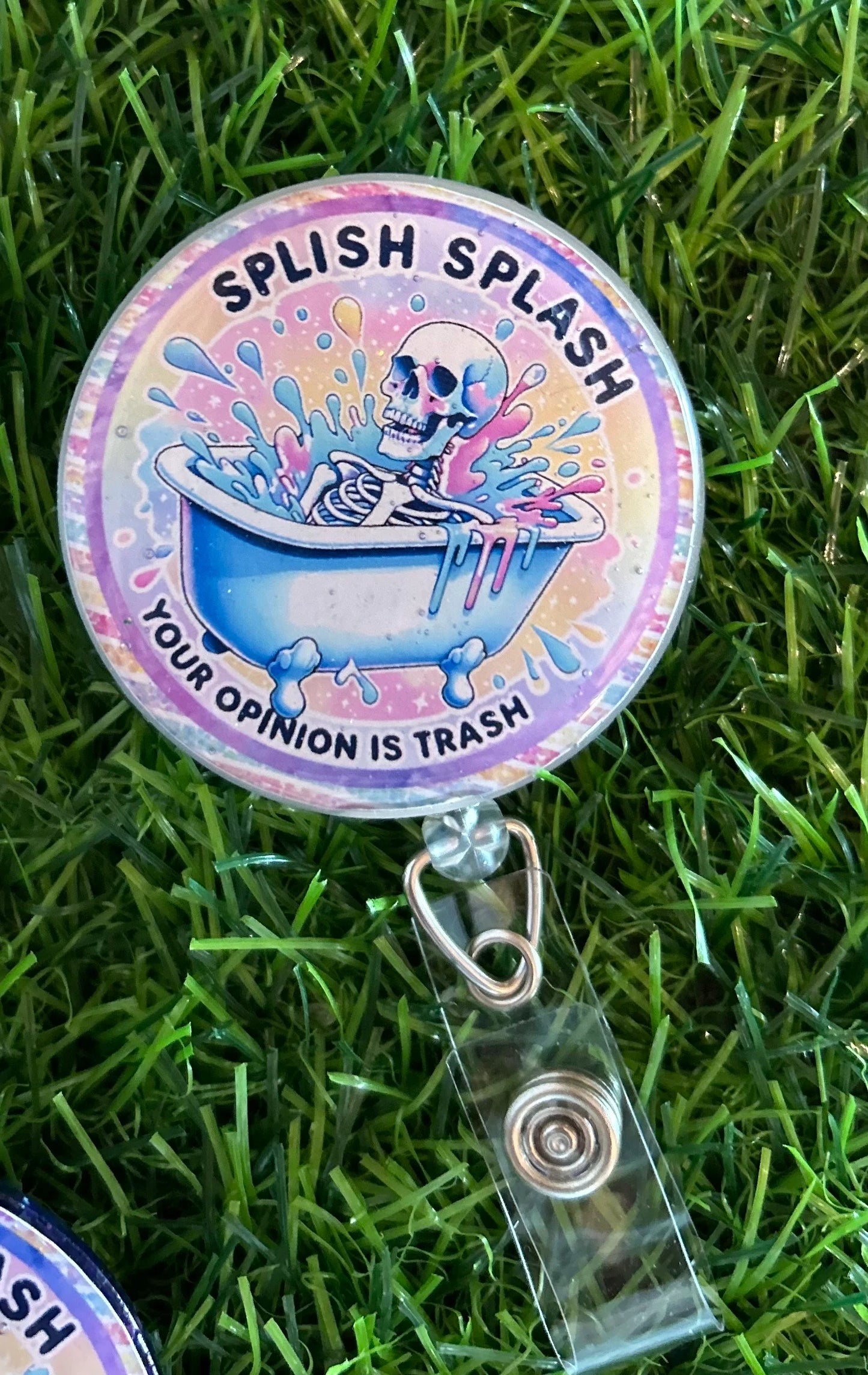 Splish Splash, Your Opinion is Trash Badge Reel – Funny Nurse ID Clip – Sarcastic ED Badge Reel – Snarky Work Accessory