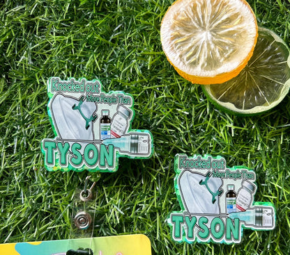Anesthesia Badge Reel, Funny Knocked Out Like Tyson Badge, CRNA Nurse Badge Holder, Sedation OR Badge Clip, PACU Gift