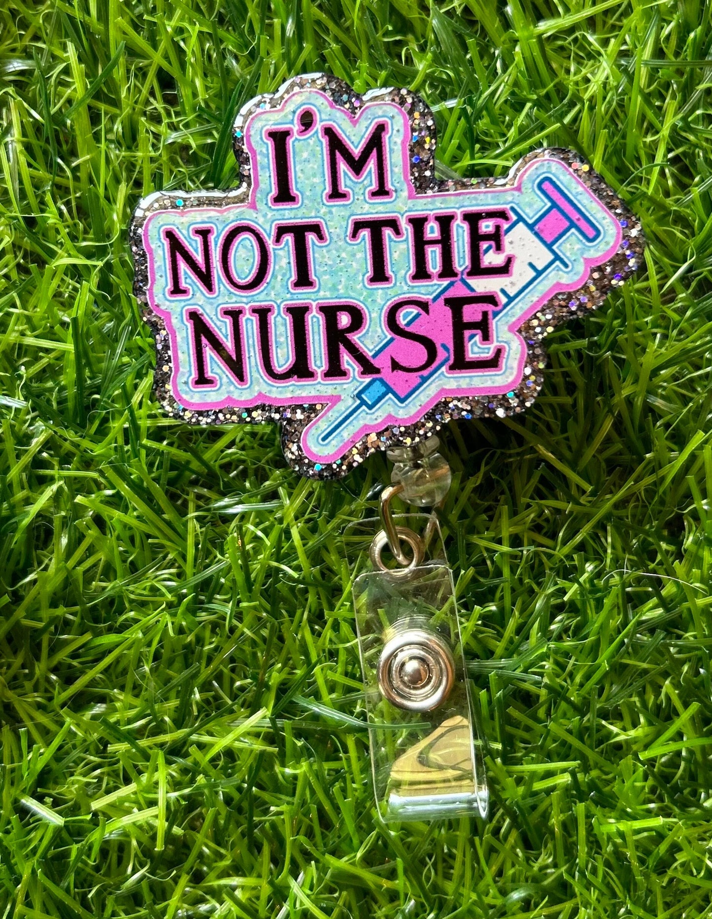 Funny “I’m Not the Nurse” Badge Reel – Medical Staff ID Clip – Hospital Humor – CNA MA Tech Badge – Healthcare Accessory Gift