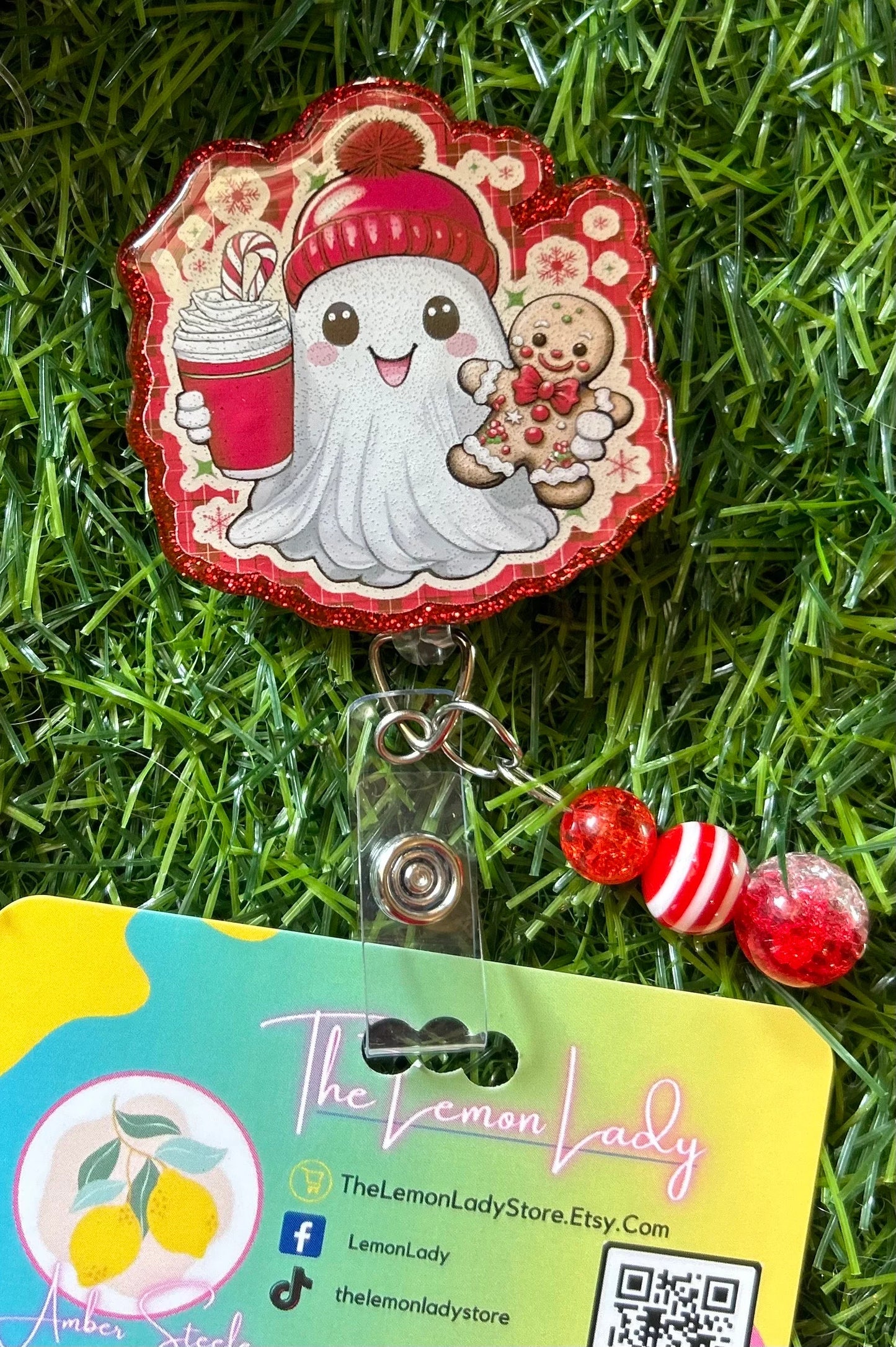 Christmas Ghost Badge Reel – Cute Holiday Badge Holder – Funny Nurse ID Clip – Ghostmas Nurse Gift – Spooky Christmas Accessory