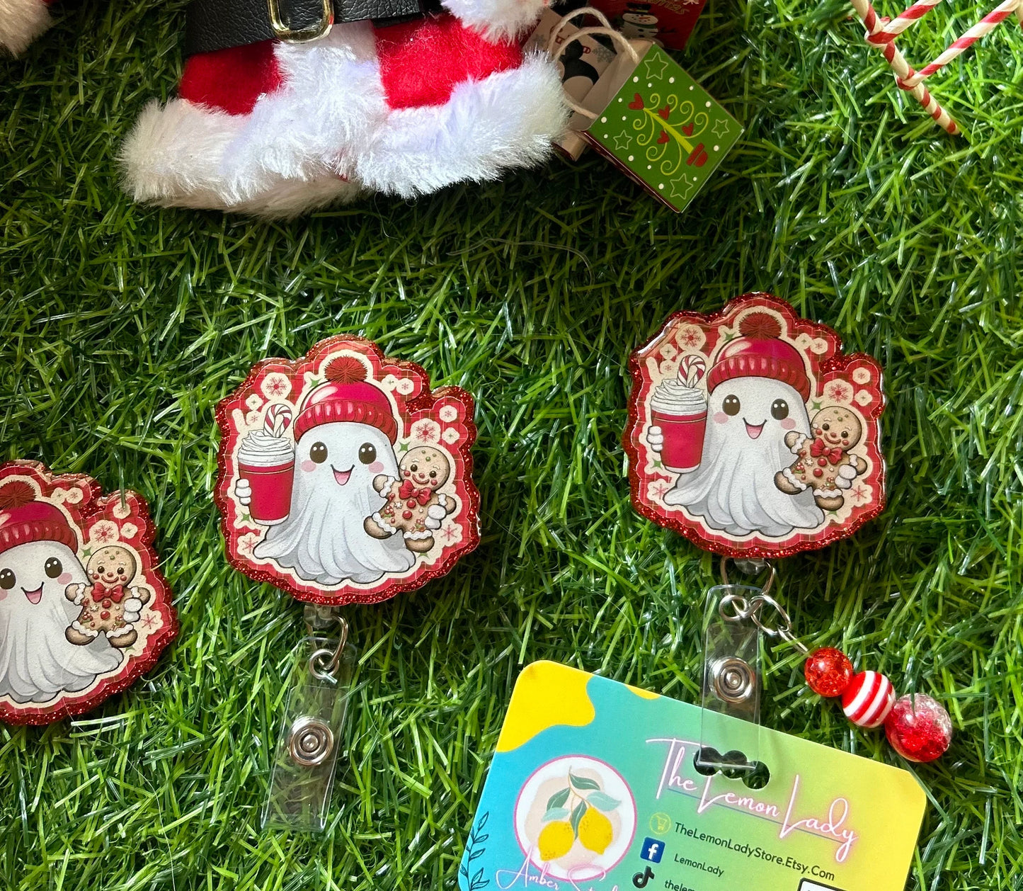 Christmas Ghost Badge Reel – Cute Holiday Badge Holder – Funny Nurse ID Clip – Ghostmas Nurse Gift – Spooky Christmas Accessory