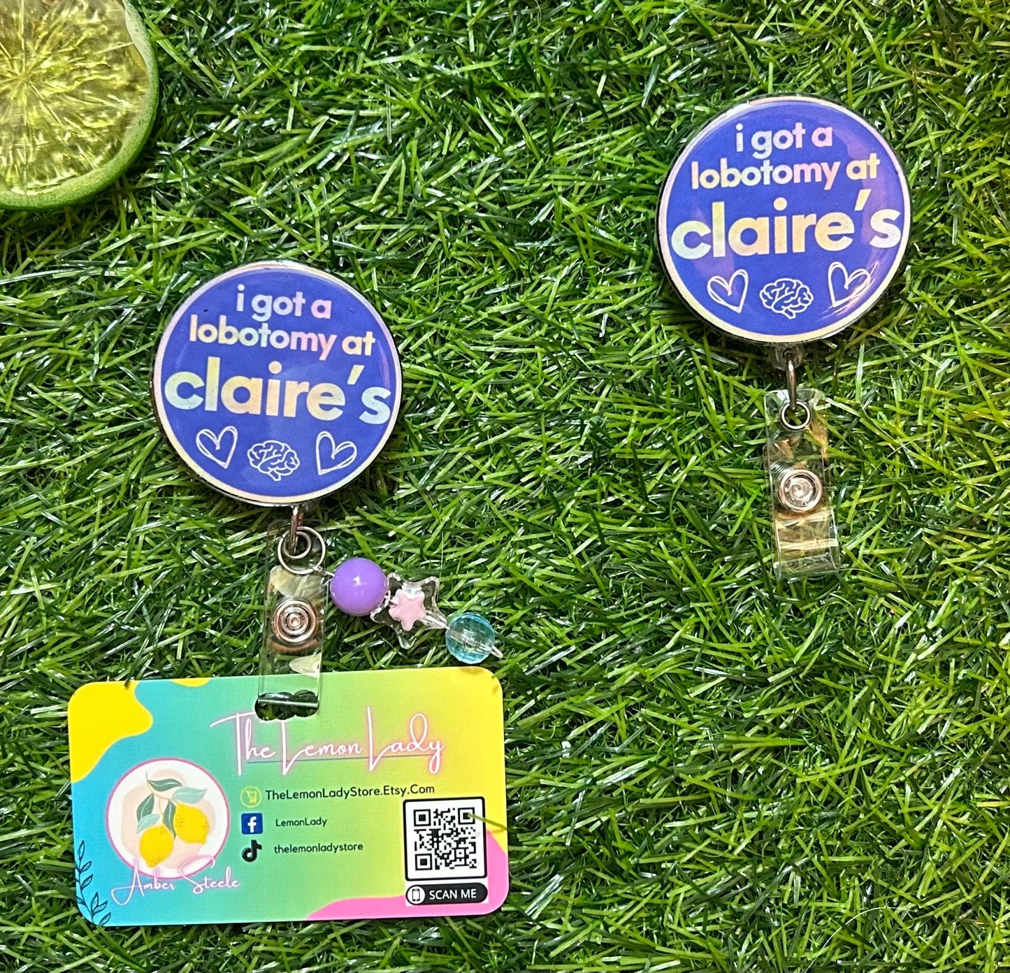 Claire’s Badge Reel – Funny Nurse Badge Clip, “I Got a Lobotomy at Claire’s” Reel, ER RN Humor, Nostalgia Nursing Gift