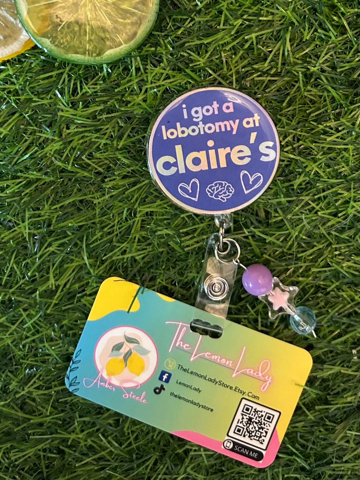 Claire’s Badge Reel – Funny Nurse Badge Clip, “I Got a Lobotomy at Claire’s” Reel, ER RN Humor, Nostalgia Nursing Gift