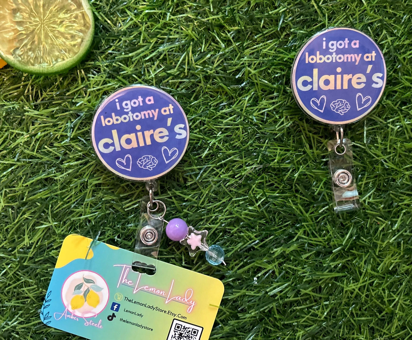 Claire’s Badge Reel – Funny Nurse Badge Clip, “I Got a Lobotomy at Claire’s” Reel, ER RN Humor, Nostalgia Nursing Gift