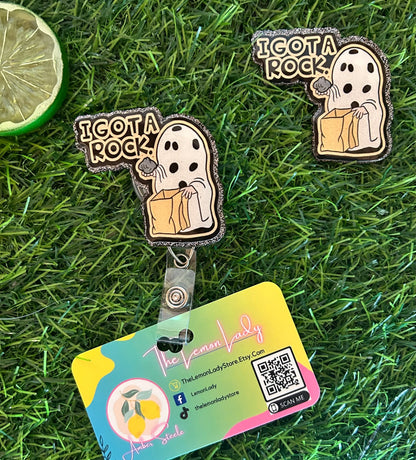 Rock Badge Reel, Funny Halloween Nurse ID Clip, Trick or Treat Ghost Badge Holder, Charlie Brown Fall Work Accessory